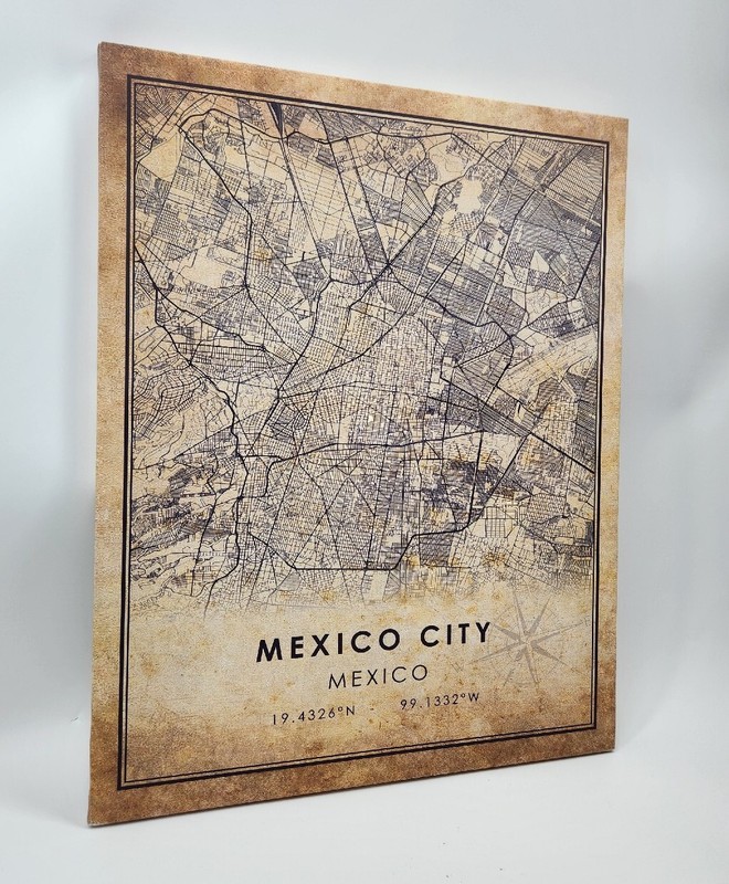 Map of Mexico City Mexico Canvas 16″×20″