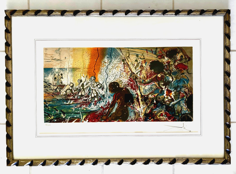 Salvador Dali «THE FISHERMAN» Framed Lithograph, Pencil signed & no., 86 of 350