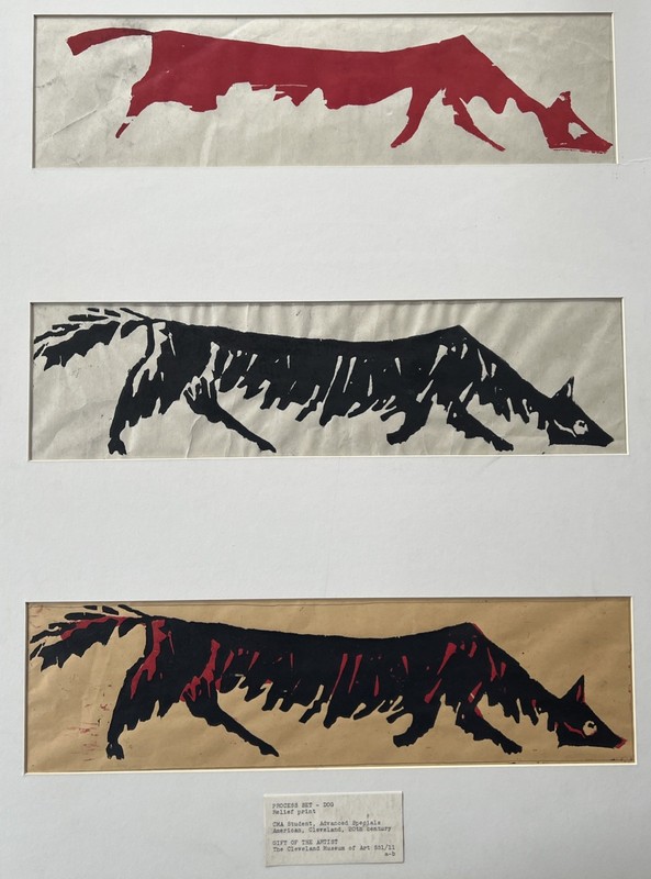 1951 Dog Midcentury Process Relief Print Set, ex. Cleveland Museum Of Art, Ohio