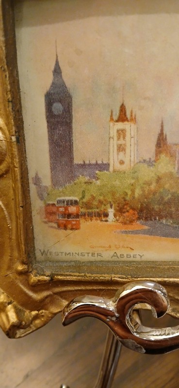 Vintage Miniature Westminster Abbey Wood Framed Print - London England gallery