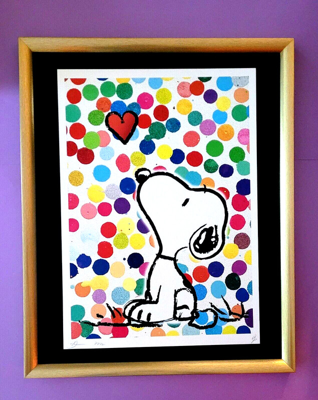 🔥 Death NYC Large Framed 16x20in Pop Certified Snoopy Hirst Dots Pop Art *