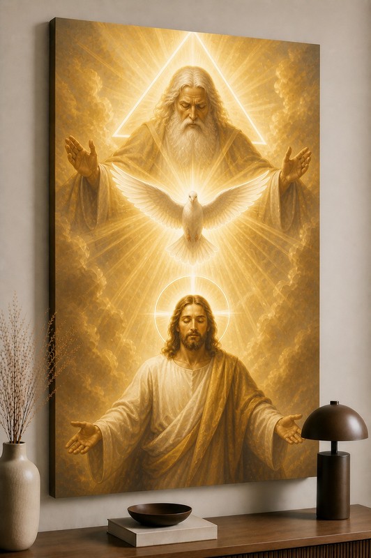 ICE ARMOR Large Canvas 24×36″ Holy Trinity God Jesus Dove Divine Light Christian