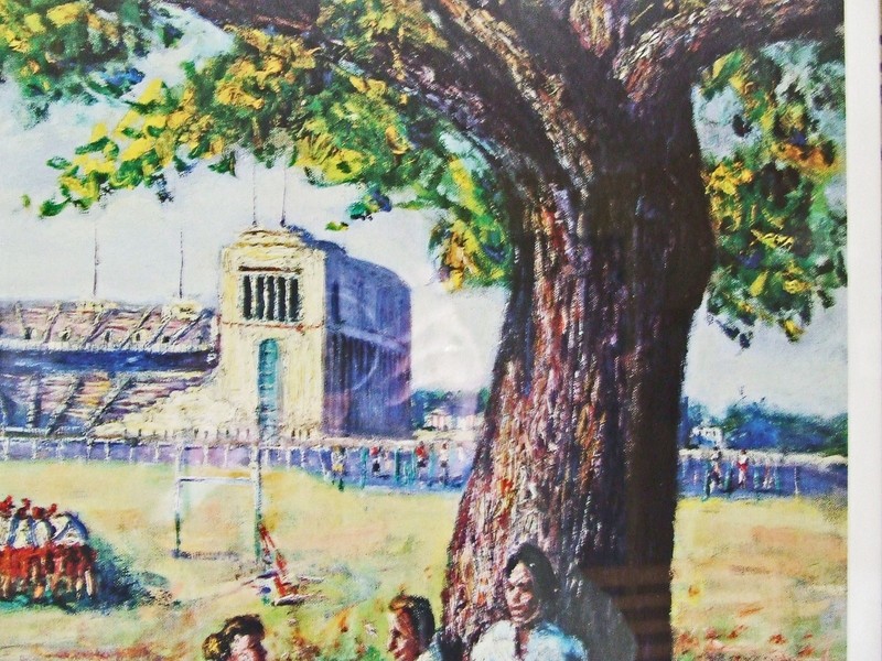"FOOTBALL PRACTICE" Circa 1956 OHIO STATE / by Emerson C. Burkhart Signed Print gallery