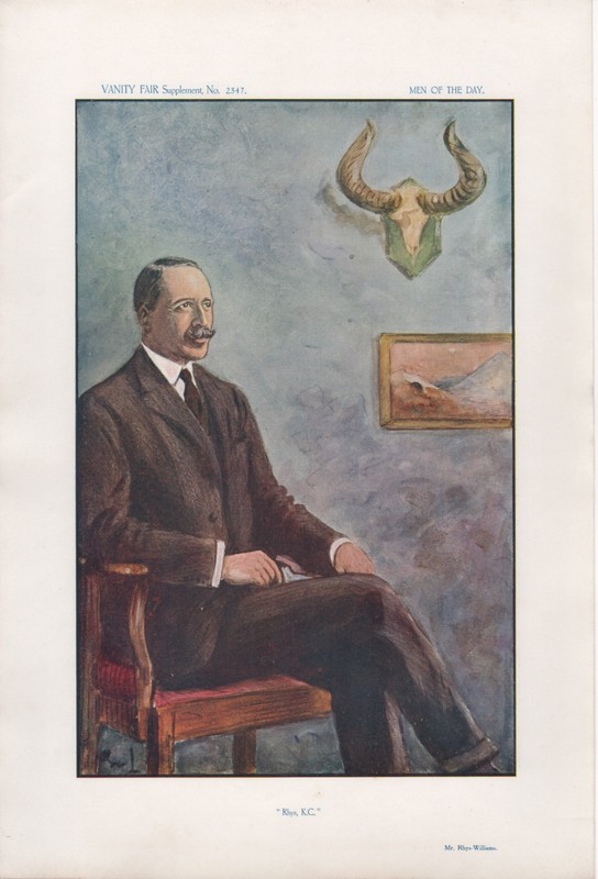 Antique Vanity Fair Scientist lithograph of Sir Rhys Rhys Williams , 1913