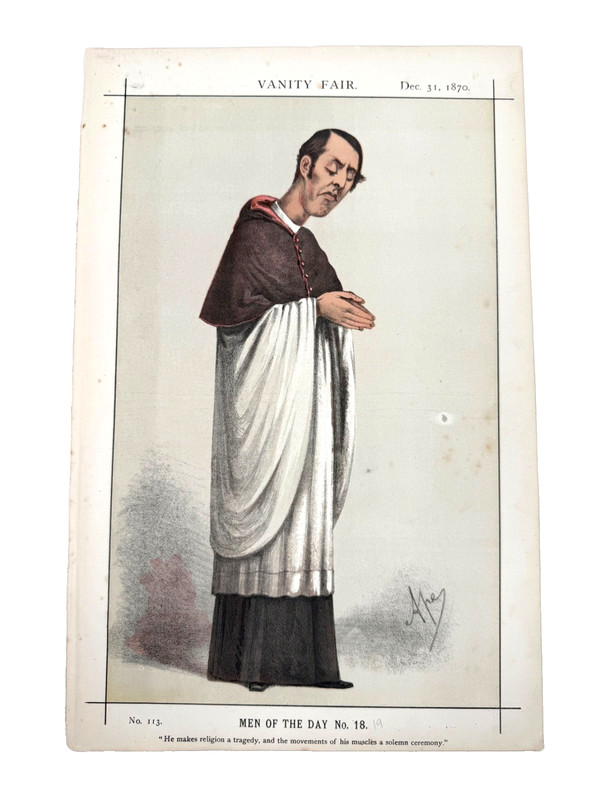 Vanity Fair Antique 1870 Ape Clergyman «Solemn Ceremony»
