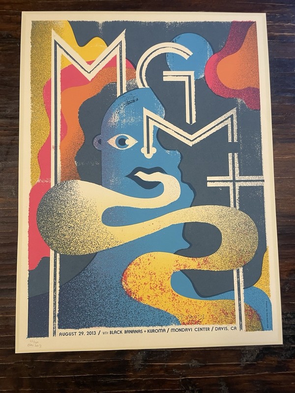 MGMT Concert Poster Screen print Signed And Numbered 2013 Davis CA