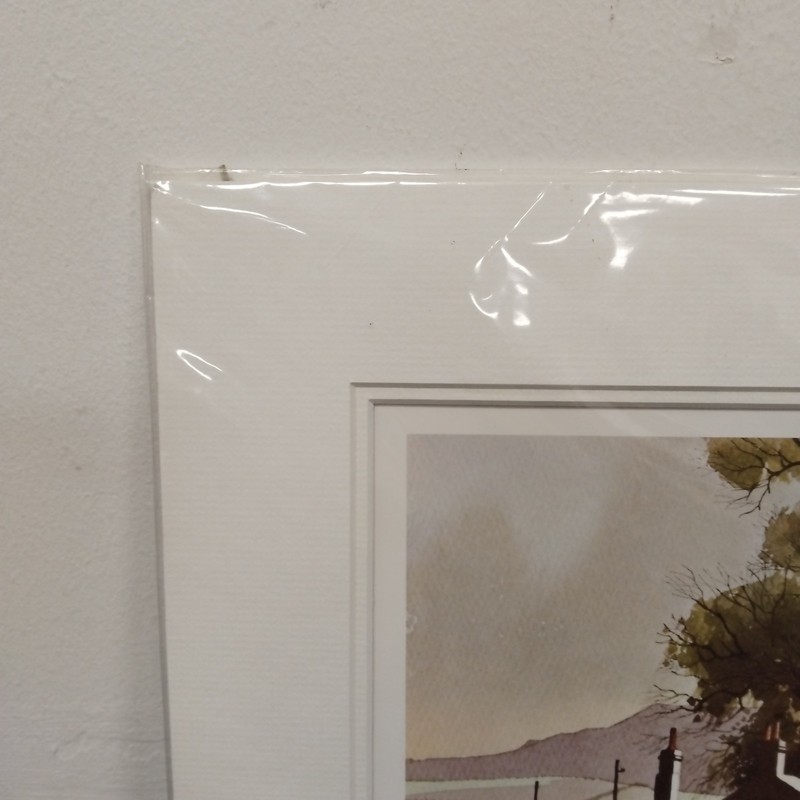 J. R. Hurley Signed Farmhouse Landscape Watercolour Print Mounted 50cm x 38cm gallery