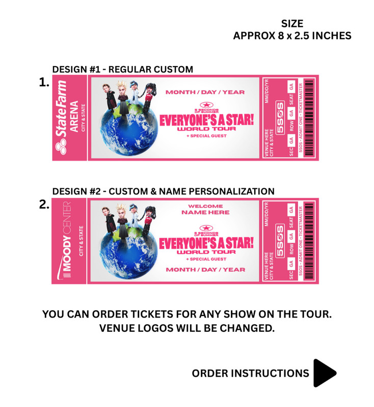 5 Seconds Of Summer Tour Everyone's A Star Custom Design Commemorative Ticket gallery