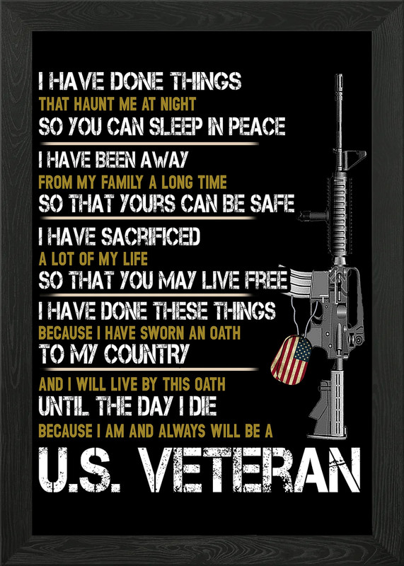 I Am Always Will Be US Vet Framed Wall Art Poster Canvas Print Picture