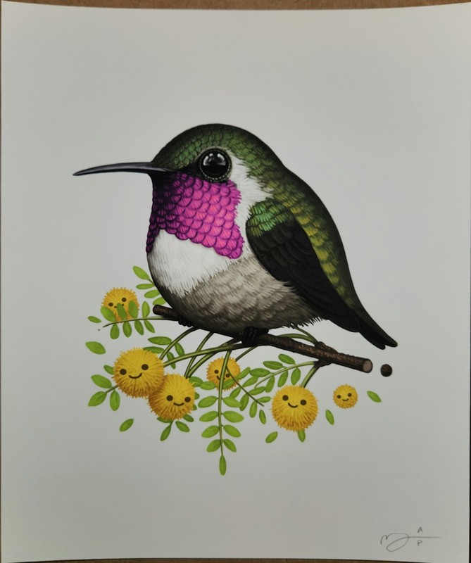 Mike Mitchell Lucifer Hummingbird Signed AP LE Art Print Poster Fat Birds