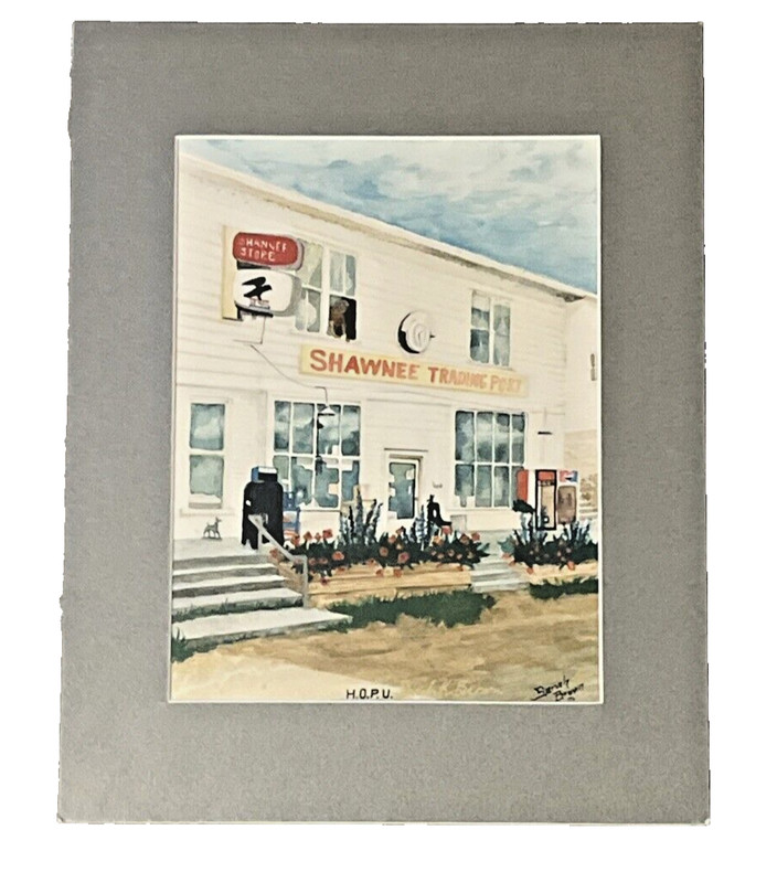Art Print Shawnee Trading Post, Sarah Brown 1996, H.O.P.U, Oklahoma, Matted