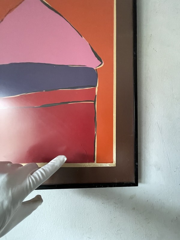 FANTASTIC VINTAGE MID CENTURY MODERN ABSTRACT LITHOGRAPH OLD CUBISM CUBIST 1968 gallery