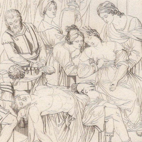 Death of Cleopatra Dramatic Scene Egyptian Queen 1808 Engraving w text