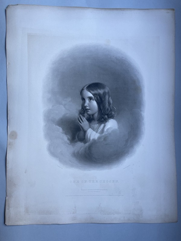 Orig.Engraving S.Sartain After Painting by S.J. Guy Pubd. 1868 ONE OF THE CHOSEN