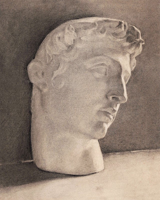 Vintage Greek Bust Drawing Giclee Print on Fine Art Paper