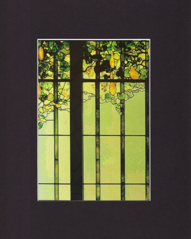 8X10 Matted Print Art Picture Louis Comfort Tiffany Stained Glass: Green Window