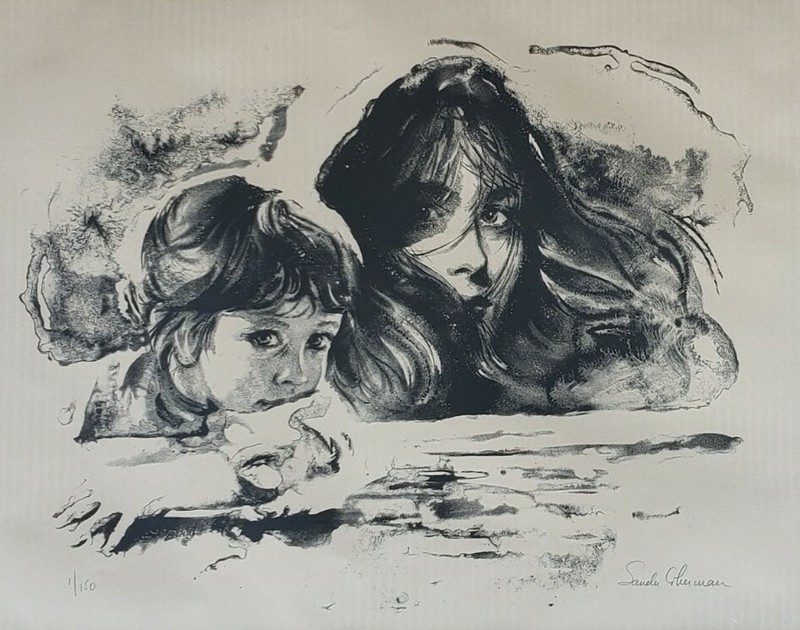 Sandu Lieberman – Mother & Daughter – Signed 1/150 Judaica Lithograph Art Print