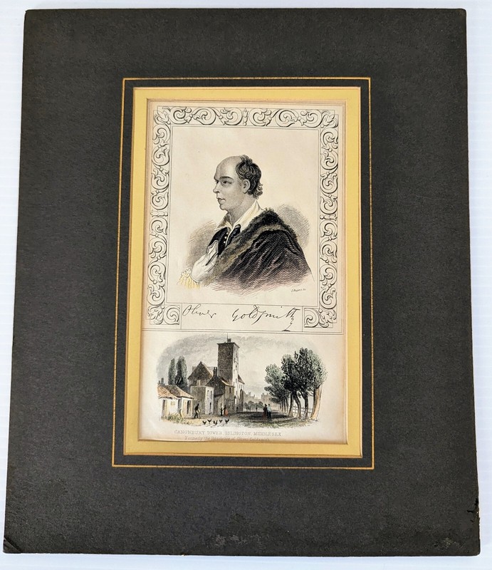 Georgian Print, Oliver Goldsmith, Canonbury Tower Islington Middlesex, Pre-Owned