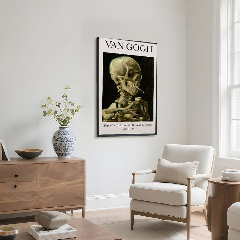 Framed Van Gogh Art Print "Skull of a Skeleton with Burning Cigarette" gallery