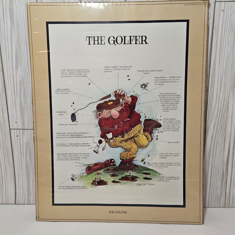 Vintage Gary Patterson «The Golfer» 14″ X 11″ Sealed Art Print