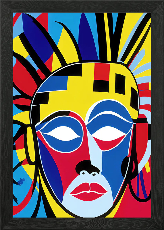 Aztec Carnival Mask Framed Wall Art Poster Canvas Print Picture