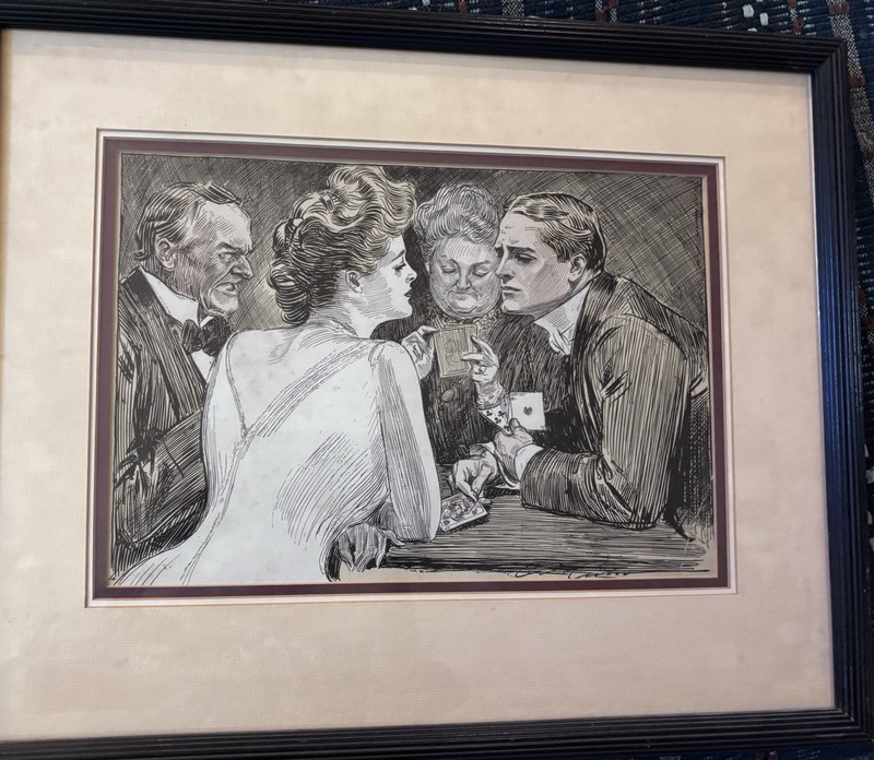 Framed 1903 Charles Dana GIBSON Art Print- COLLIER’S WEEKLY «The Weaker Sex»