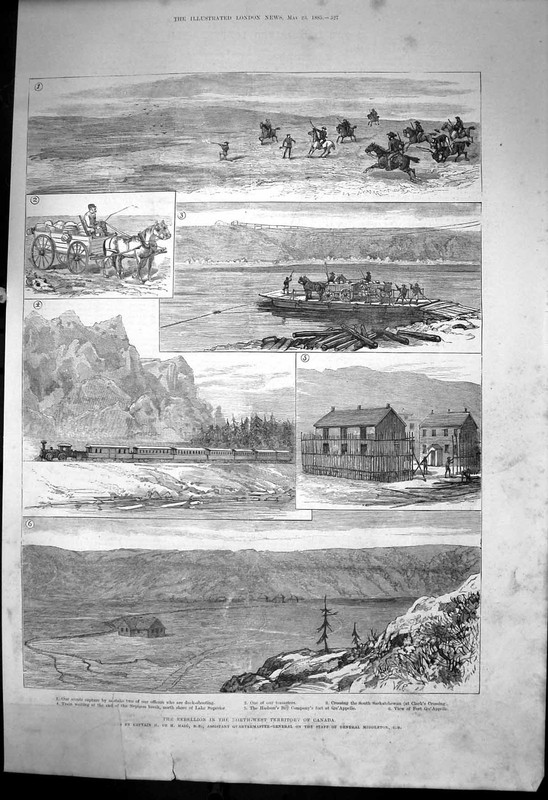 Old Antique Print Rebellion North West Territory Canada Saskatchewan 1885 19th