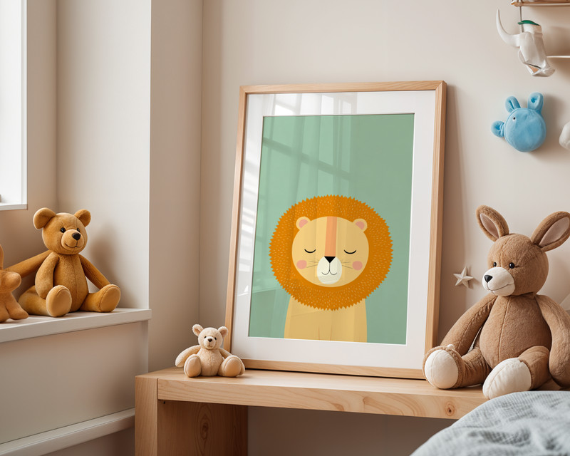 Cute Lion Nursery Wall Art Kids Animal Print Baby Room Decor Gift gallery