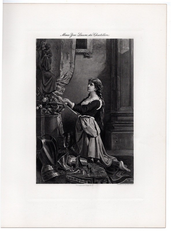 GIRL PRAYS - Castle Armor Prayer Lady Medieval Bedroom Scene 1894 Engraving gallery