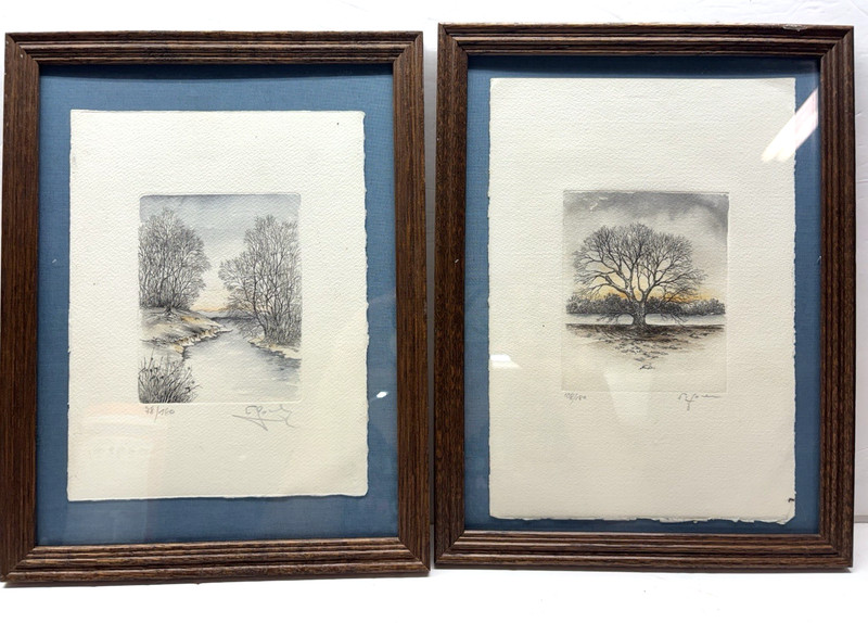 Winter Landscape Trees, Framed, Numbered and Signed 10×13 each