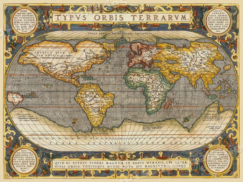Typus Orbis Terrarum 1608 Vintage Style Exploration World Map – 20×28