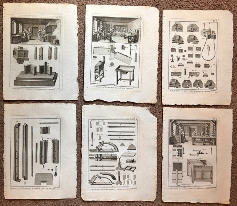 6 Panckoucke & Diderot 1782 Antique prints: Letterpress Printing, Typeface