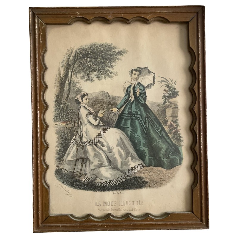 La Mode Illustrée Fashion Print Framed Antique Victorian Artwork Leroy Imp Paris