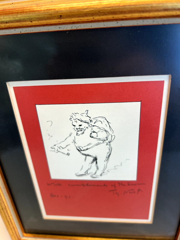 Thomas Nast Pen/Ink Original SANTA CLAUSE Hand-Drawn, Signed Dated Dec 1891 OOAK gallery