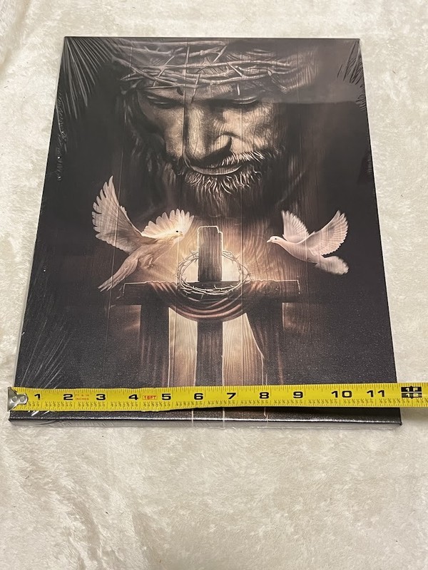 12x16 in Canvas Jesus with Cross & Doves Christian Wall Art Print gallery