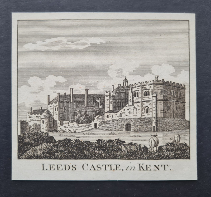 Antique 1786 print – Leeds Castle in Kent – Copper Engraving