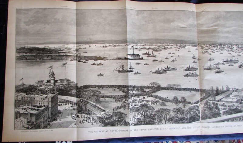 THE CENTENNIAL NAVAL PARADE IN THE UPPER BAY N.Y. 1889 HARPERS LARGE SUPPLEMENT gallery