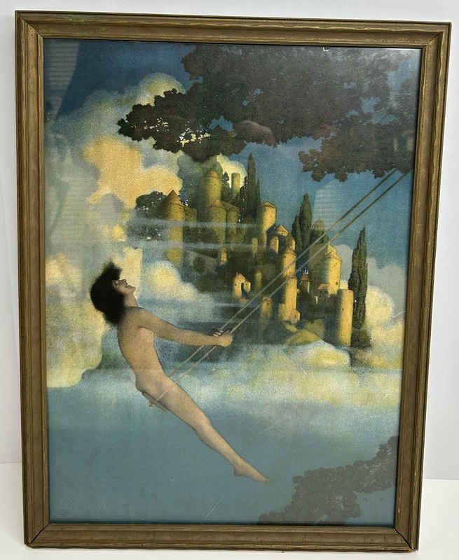 Antique Vintage Maxfield Parrish Print The Dinky Bird Original Vintage Frame