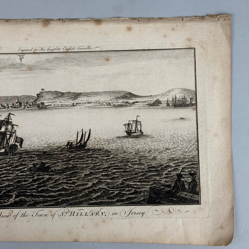 Antique c1790 St Hilary Jersey Copperplate Engraving Laid Paper Maritime View gallery