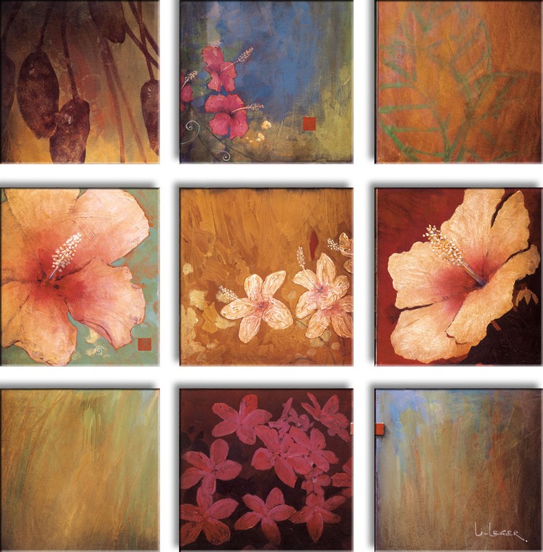 TROPICAL NINE PATCH II SET by DON LI-LEGER – 9PC INDIVIDUAL 12″x12″ each CANVAS