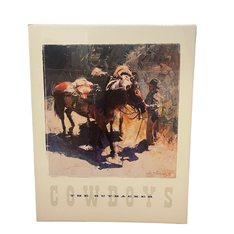 Western Artist Oleg Stavrowsky Print Poster The Outbacker Cowboys 28×22” Litho