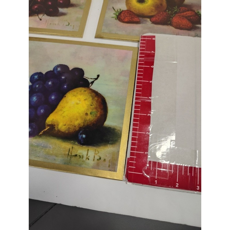 Hank Boj Still Life Fruit Pictures Set Of 3 Vintage MCM 8x8 Henk Bos Dutch gallery