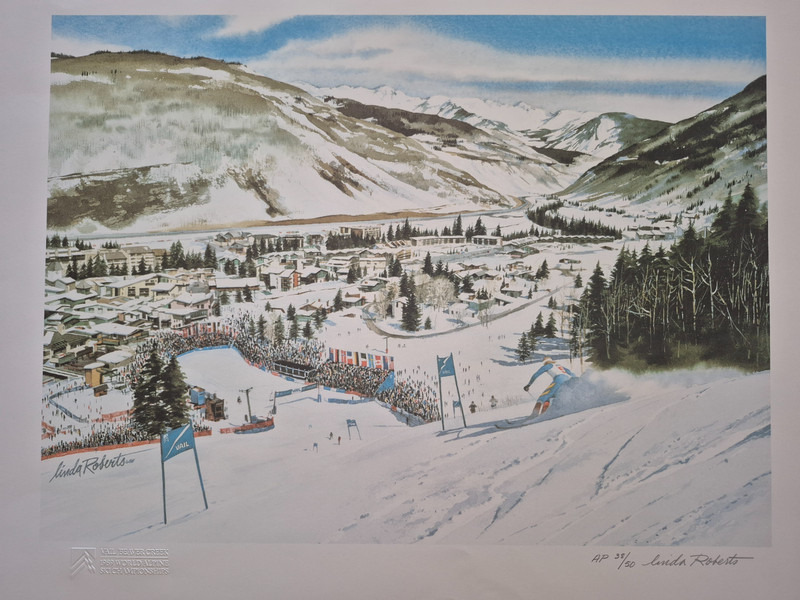 Linda Roberts signed print Vail Beaver Creek 1989 World Alpine Skiing Champion