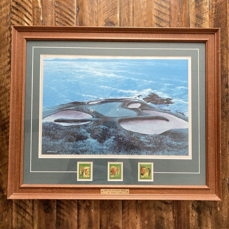 Pebble Beach 7th Hole Print Stamps -Hogan Nicklaus Player Phillip Crowe 19×22