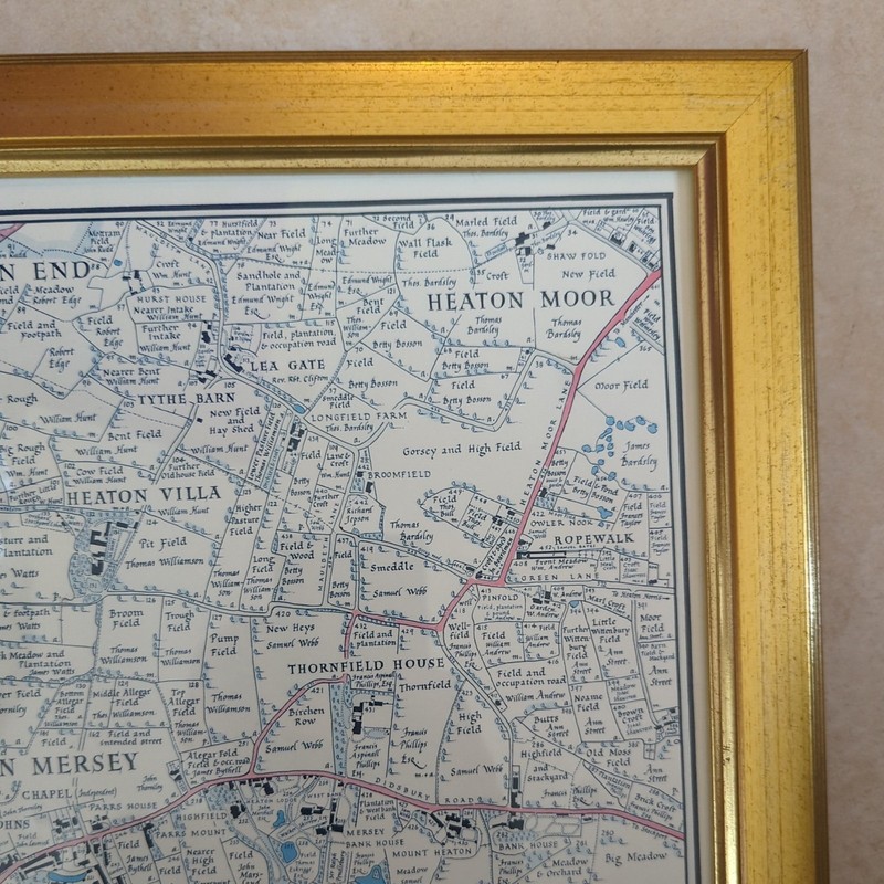 Framed 1848 Tithe Map of Heaton Mersey Cheshire Historic Plan Print Reproduction gallery