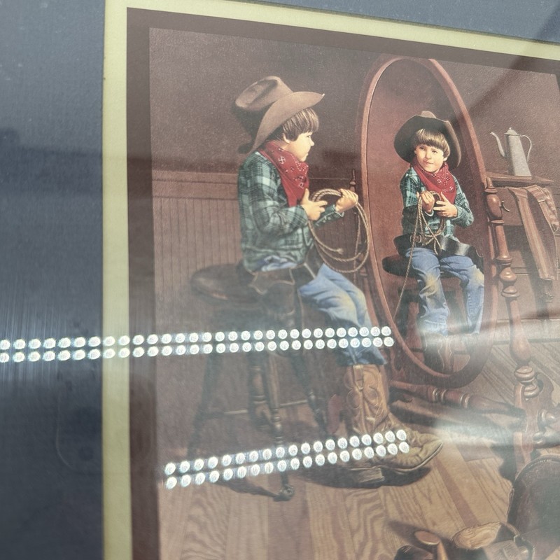 Vtg Don Dicey Little Big Man Framed Print Little Cowboy Western Nursery Decor gallery