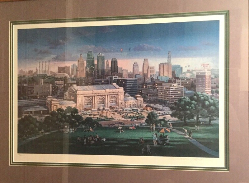 Large Michael Young Union Station KC Rare Hand Signed Limited Edition Serigraph