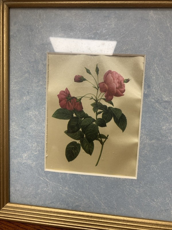 Set Of 3 Framed Floral Prints On Silk 8.25" X 9.25" gallery