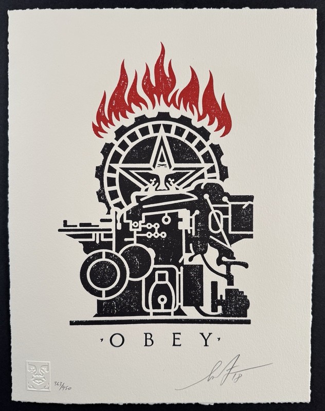Shepard Fairey “Obey Printing Press” Letterpress Print – Signed – Obey Giant