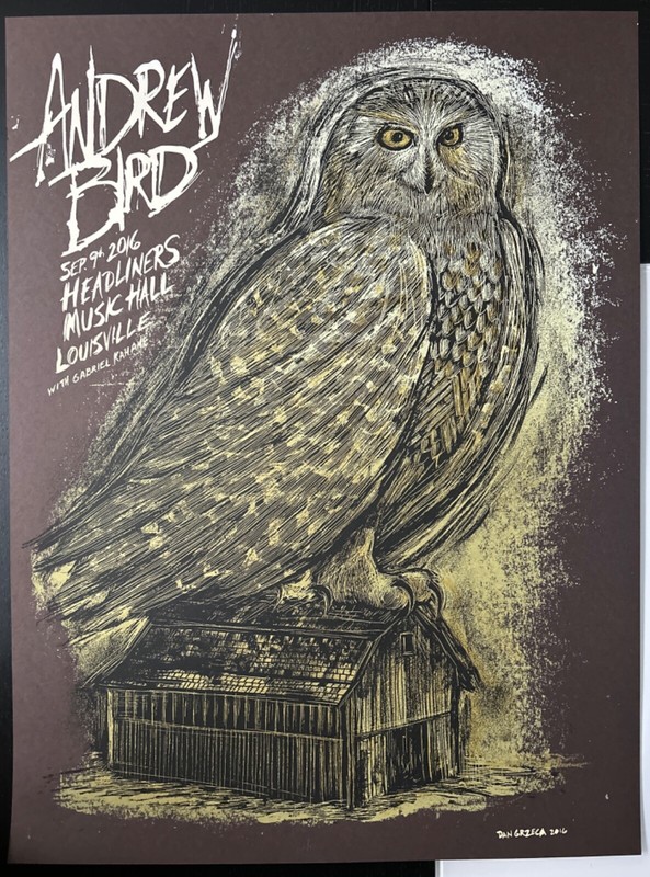 Andrew Bird, Louisville 2016 Poster, Signed and Numbered Dan Grzeca